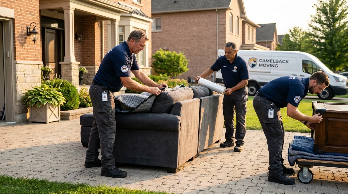 Large estate moving crew wrapping furniture in Terra Bella, CA