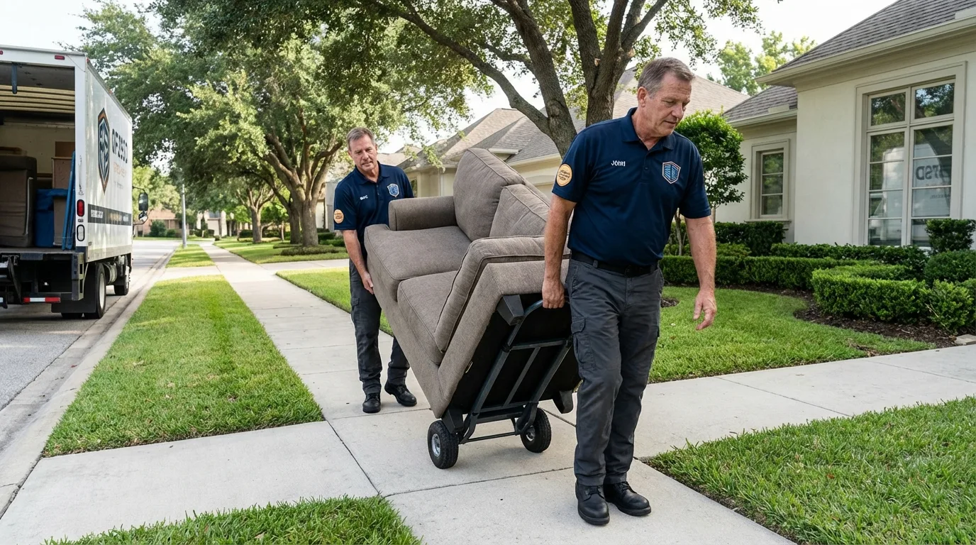 Local residential moving crew loading furniture in Terra Bella, CA