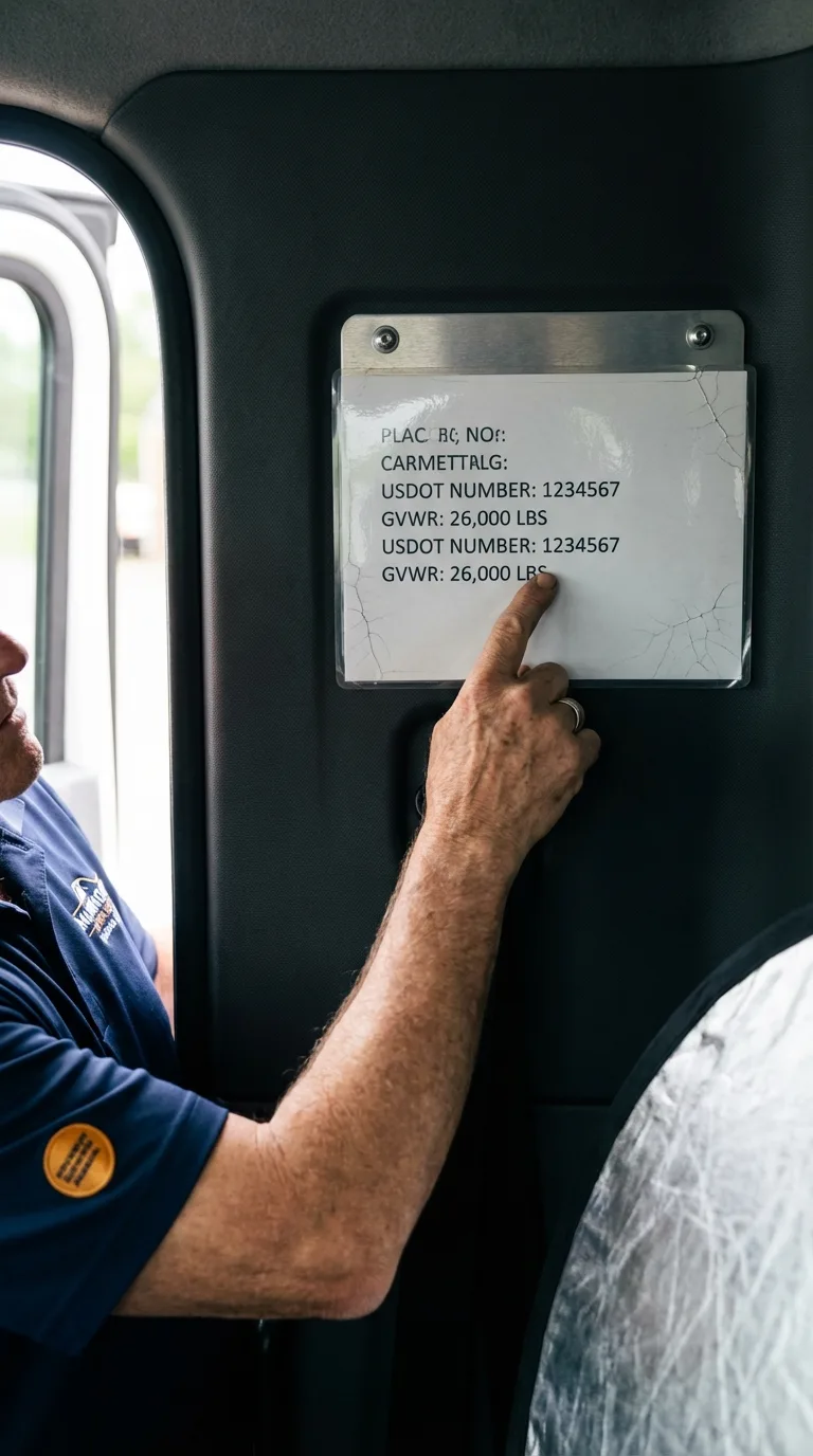 USDOT licensing placard verification in Terra Bella